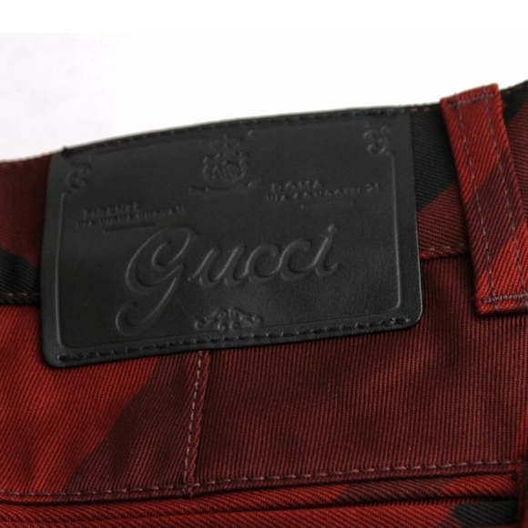 GUCCI Check Print Capri Pants Red/Black, NWT - Picture 6 of 7